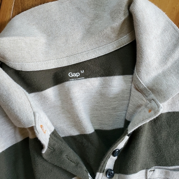 GAP Striped Long Polo Shirt - Size M (EUC) - Picture 6 of 7